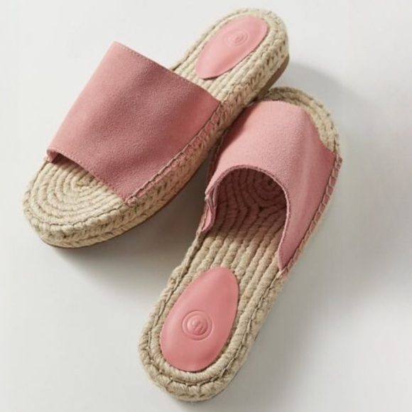 NIB Urban Outfitters Mimi Suede Espadrille Slide Sandals in Pink - Picture 1 of 8